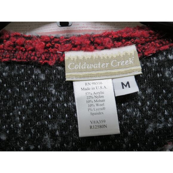 Coldwater Creek Size Medium Gray Black Red Colorblock Cardigan Sweater w/ Mohair - Picture 5 of 7